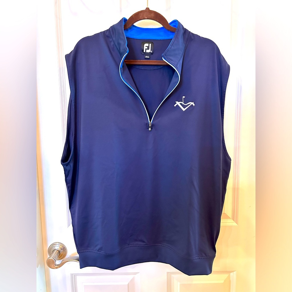 Footjoy Men's Blue Half Zip Golf Pullover Vest Wicking Performance Size XL
